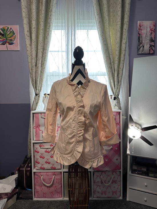 Talbots Jackets & Blazers - Talbots Light Peach Ruffle-Trim Jacket 12